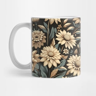 Beige Floral Illustration Mug